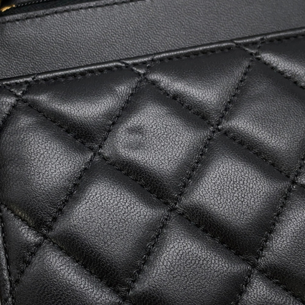 CHANEL Black Lambskin Leather Logo Wallet - Picture 9 of 13